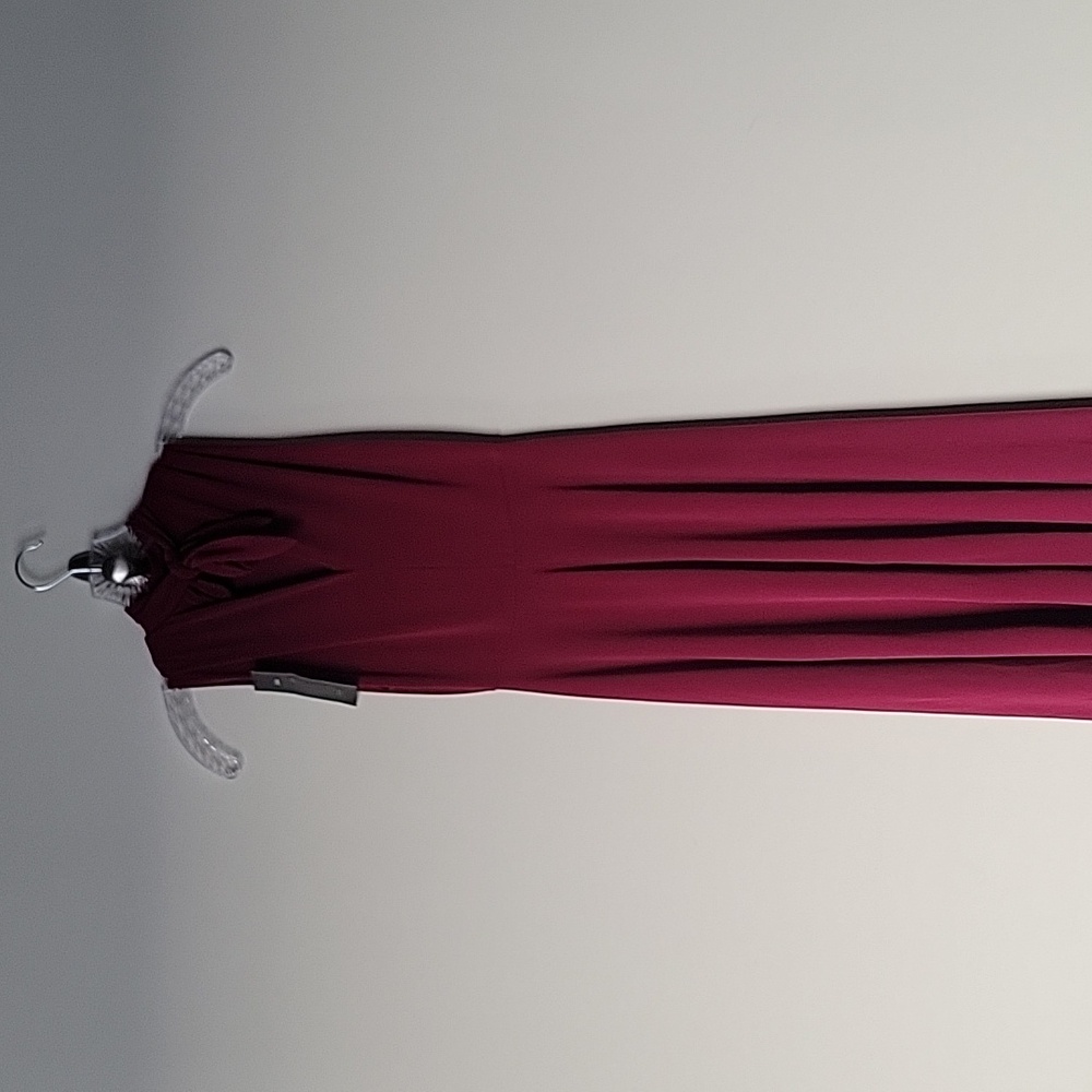 NWT Zara Burgundy XS S Plum Bow Neck Tie Bow Jersey Fit Flare Flowy A-Line Midi - Picture 4 of 17